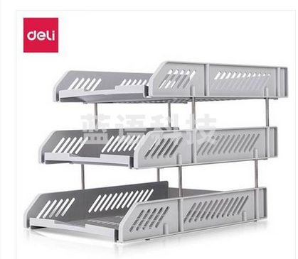 得力9209三层文件座(浅灰)(只)