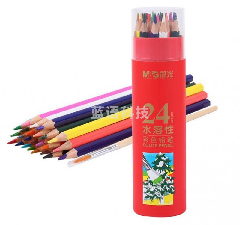 晨光(M&G)AWP36810 24色水溶性彩色铅笔 内含画笔六角杆 红筒装
