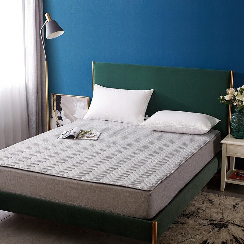 博洋家纺（BEYOND）床褥床垫 全棉水洗棉可水洗席梦思保护罩防尘防滑床罩床褥子 小波浪（灰） 180*200cm