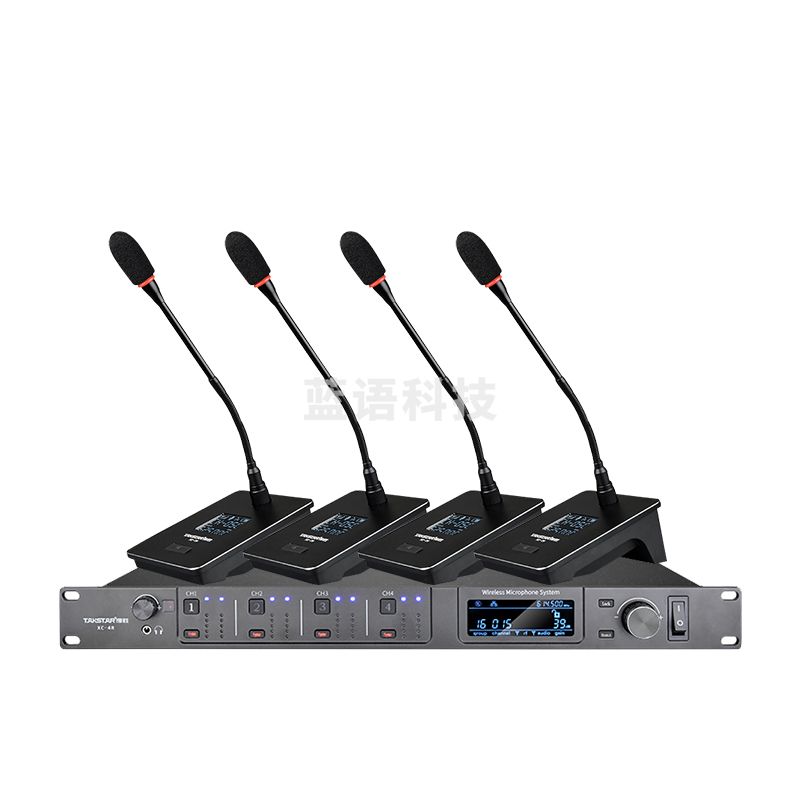得胜 （TAKSTAR）XC-4R一拖四无线桌面式鹅颈麦克风套装 会议主持舞台演出 1主机4长杆话筒