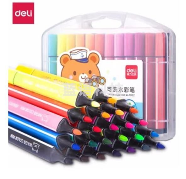 得力（deli） 三角杆水彩笔画笔24色/盒