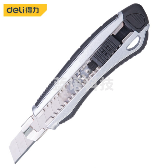 得力(deli) 2把装铝合金包胶6连发美工刀18mm自锁6连发 SK5壁纸刀裁纸刀割刀DL019 定制 c54
