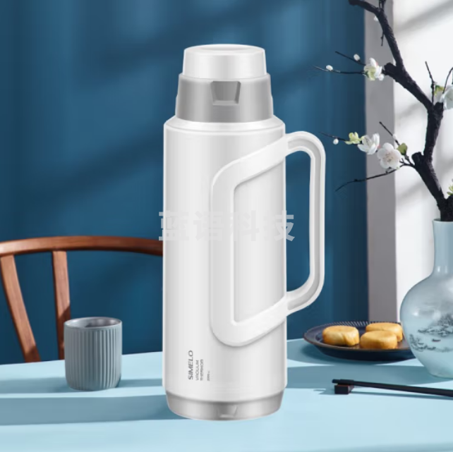 SIMELO施美乐印象京都明月保温瓶玻璃内胆热水壶宿舍热水瓶2L无印白