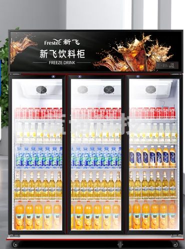 新飞（frestec）商用大容量饮料柜 超市饭店便利店风冷无霜冷藏展示柜立式保鲜柜鲜花柜水果蛋糕柜 1300升三门上机风冷红黑色