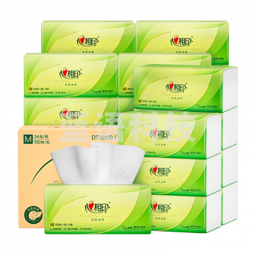 心相印抽纸 茶语丝享加大M码3层150抽*24包纸巾(整箱销售)