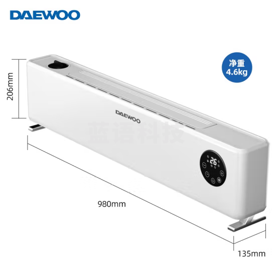 大宇（DAEWOO） 踢脚线取暖器/电暖气/电暖器 家用浴室石墨烯速热加湿电暖风低噪对流暖气片烤火炉 AK2210（石墨烯升级APP款）
