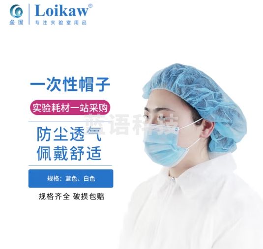 垒固 一次性帽子 头套无纺布条形帽 防尘劳保发套 实验室工厂帽 无纺布帽子 2包