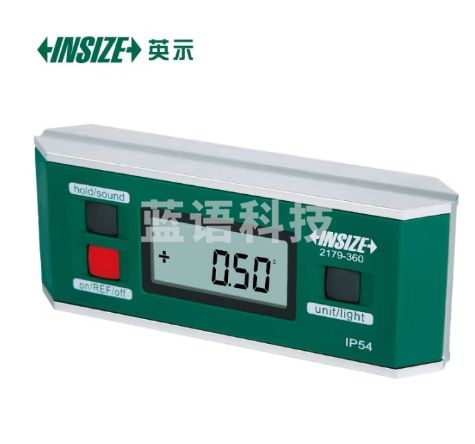 英示INSIZE数显水平仪坡度仪IP54防尘防水水平尺倾角仪角度测量仪高精度2179-360测量范围0-360°x0.05°