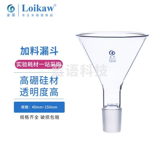 垒固 玻璃加料漏斗 高硼硅材质实验室具标口漏斗 100mm/24#