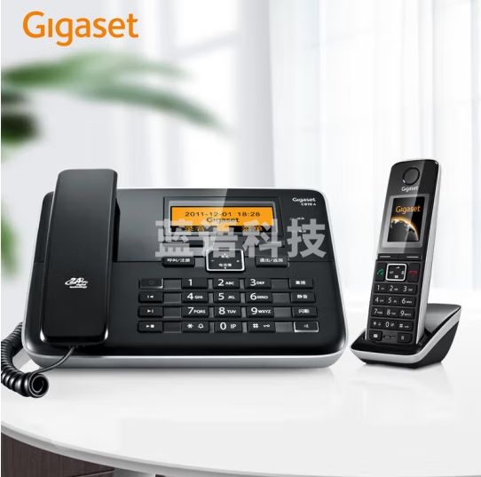 Gigaset原西门子远距离数字无绳电话机 无线座机录音子母机 子机彩屏全中文输入 别墅办公C810A一拖一(黑)