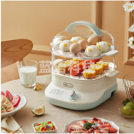 小熊（Bear）电蒸锅 蒸蛋器 蒸锅家用 电蒸笼 多功能早餐包子分体式带不锈钢蒸盘DZG-C60W9[白色]