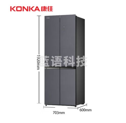 康佳（KONKA）60cm超薄零嵌入式418升玻璃面板十字对开电冰箱小蛮腰系列变频一级能效底部散热BCD-418WUP4-V