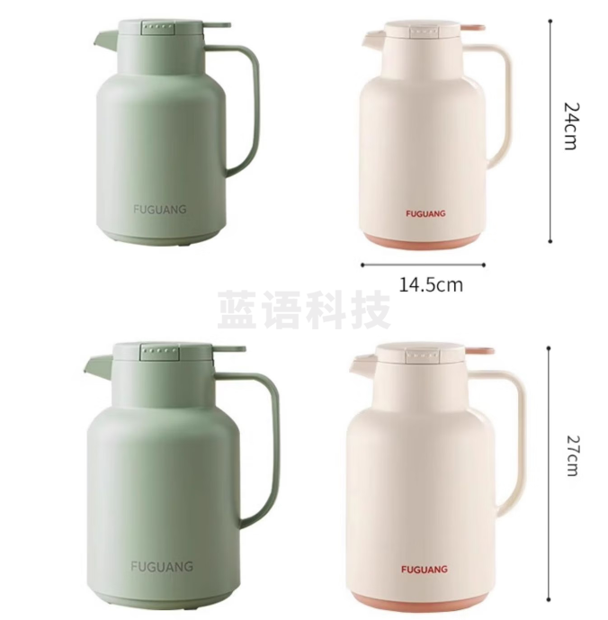 富光WFS1049-1500保温壶 大容量保温水壶 玻璃内胆红胆 1500ml 白色