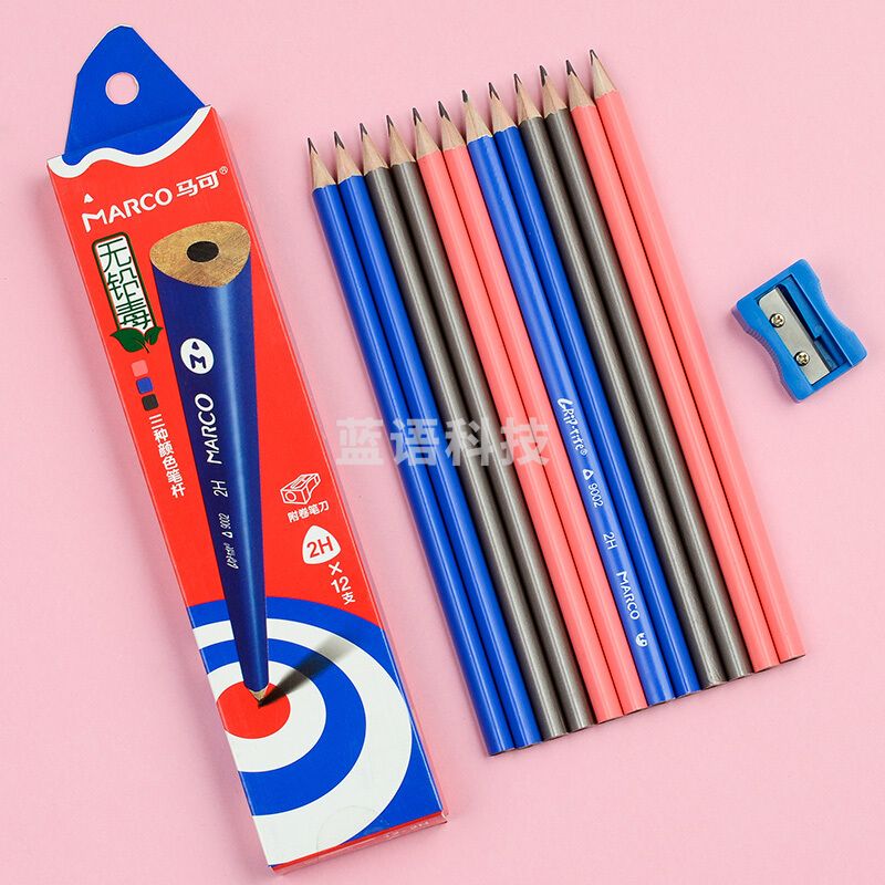 马可/MARCO D9002-12CB 三角切光铅笔 2H 12支/盒