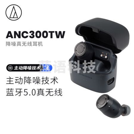 铁三角（Audio-technica）ANC300TW真无线蓝牙主动降噪入耳式运动耳机 HIFI音质 轻巧机身 长久续航 黑色