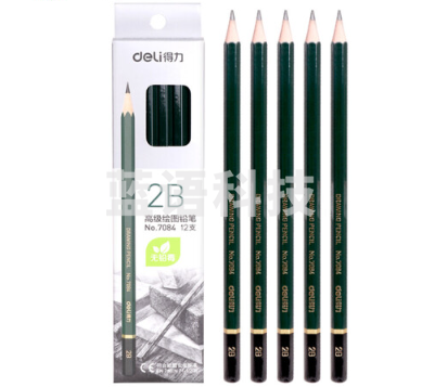 得力  2B高级绘图铅笔(绿色)12支/盒