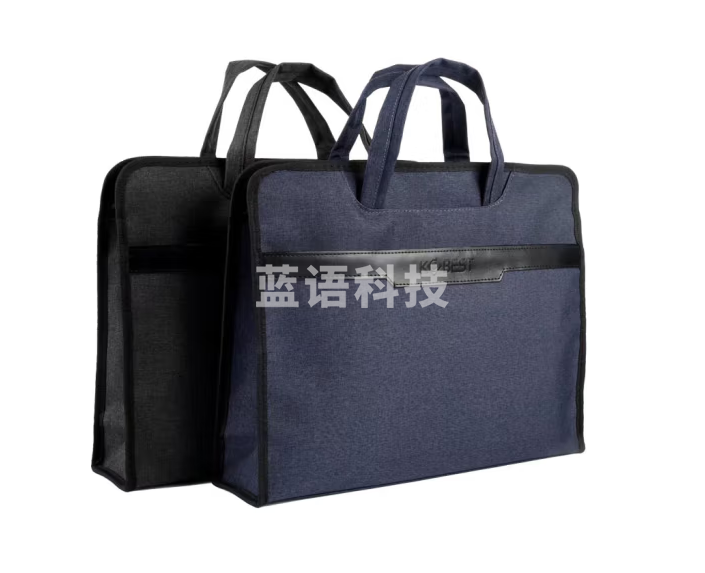 康百 F6839文件袋帆布包a4手提袋资料袋商务拉链防水多层男女办公包大号加厚公文包会议 黑色