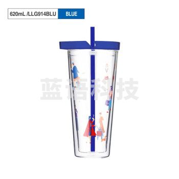 乐扣乐扣LLG914 城市生活玻璃杯双层水杯 带吸管简约马克杯620ML