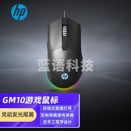 惠普（HP） 笔记本台式机电脑有线鼠标 办公家用人体工学大手滑鼠网吧外设 GM10游戏鼠标【黑色】