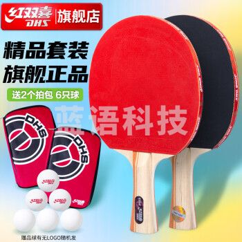 红双喜（DHS）对拍二星级乒乓球拍横对拍套装E202（附乒乓球）