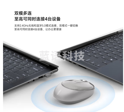 联想(Lenovo)YOGA M5 无线蓝牙双模鼠标 办公鼠标 便携充电鼠标 轻音按键 支持USB-C充电接口 霜月银