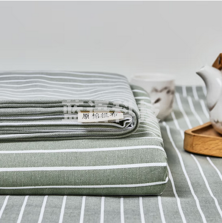 洁丽雅无印风老粗布棉床单被单家庭宿舍床上用品单件 条纹绿1.8/2m床