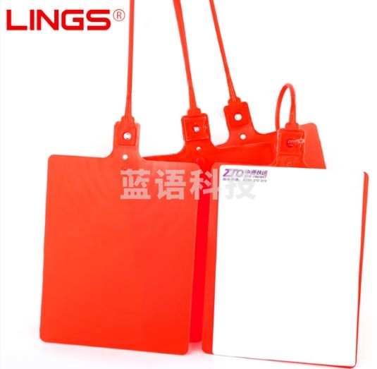 LINGS 物流挂签吊牌 红色100只装 快运标识挂签吊牌扎带挂牌内置塑料锁芯标签牌