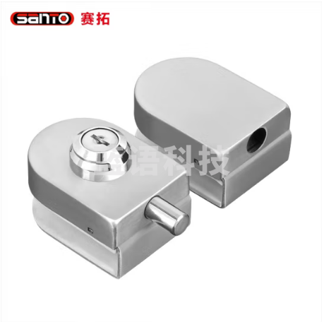 赛拓（SANTO）双开门玻璃门锁 双边天地锁 办公室玻璃门天地锁 免开孔 锁具 0483