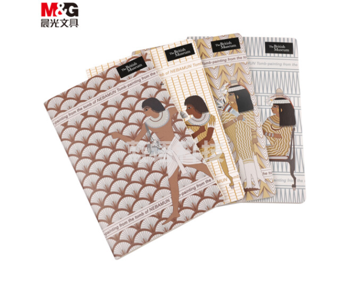 晨光(M&G)文具A5/40页缝线本 记事本笔记本子 大英博物馆内巴蒙壁画系列软抄本 学生日记本 4本装APYFJ45J