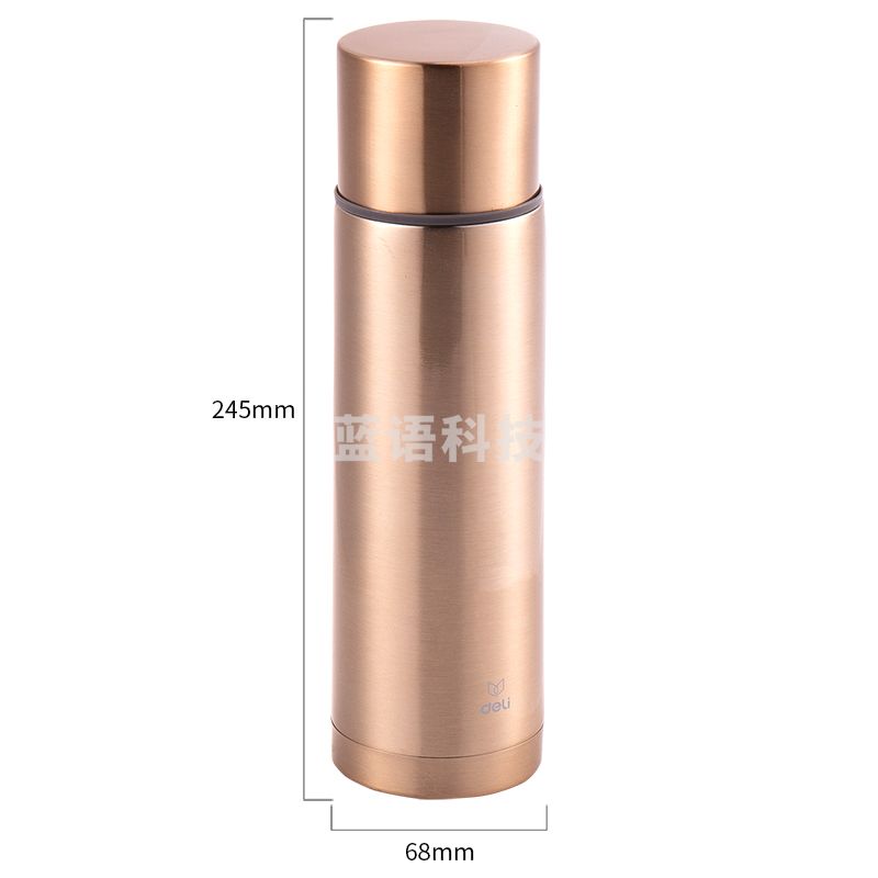 得力(deli)17651子弹头保温杯喝水杯 不锈钢便携保温杯 500ml 金色
