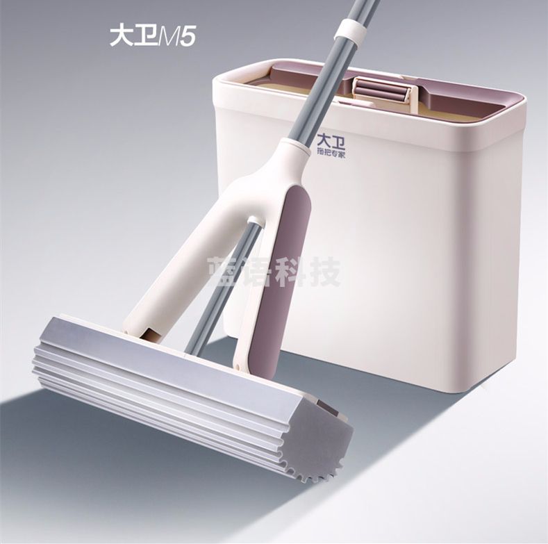 海绵吸水拖把拖布 家用懒人免手洗一拖对折式挤水胶棉拖头拖地桶套装 M5