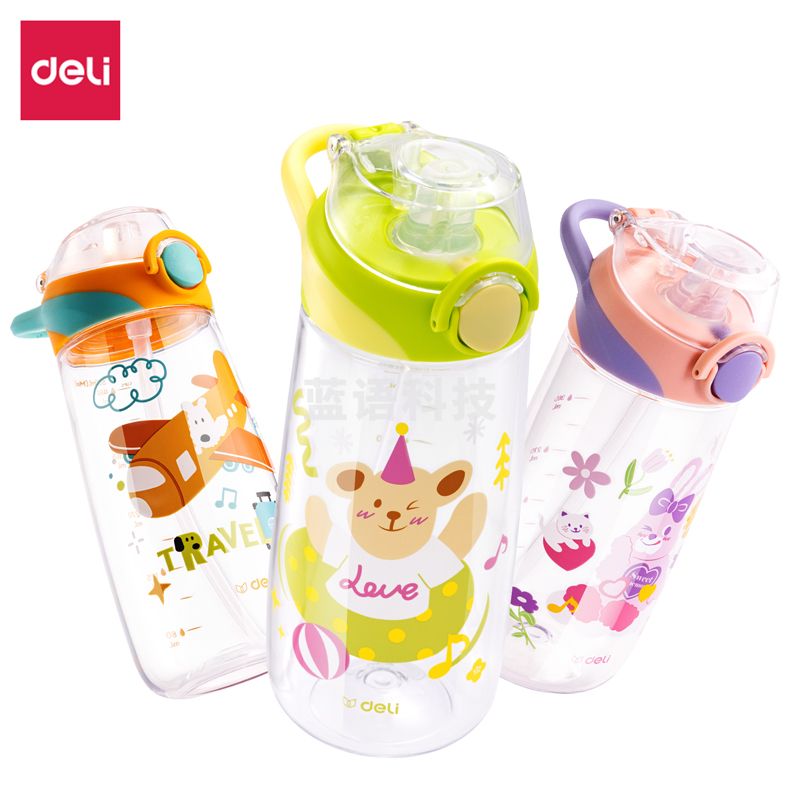 得力LL304多彩随手杯(530ml)(彩盒装)(弹盖双饮口)(混)(个)