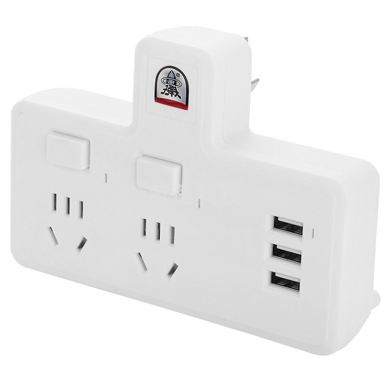 子弹头 TS-552UK 新国标USB一转5插头转换器分控2位插孔+3位USB口插座插排插板无线扩展插座