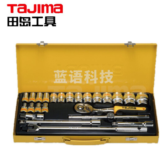 田岛（TAJIMA）TS-24 24件套1/2“ 25.4mm重型公制套筒组套 汽修维修套装12角 1501-1002快扳棘轮扳手铁盒装