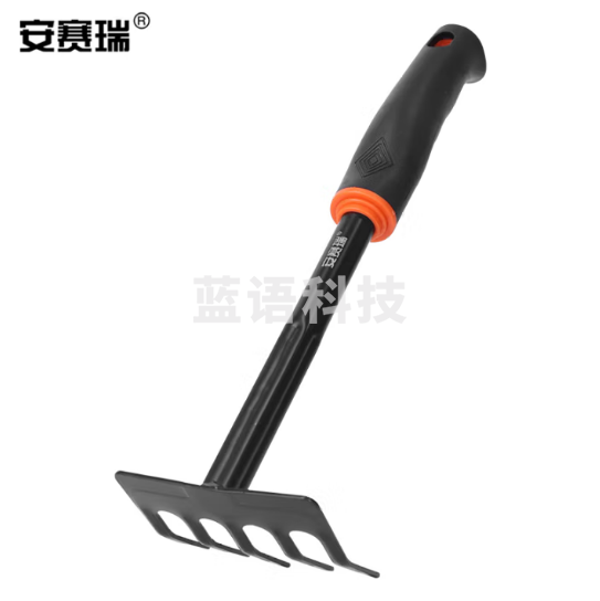 安赛瑞 园艺五齿耙 种花松土除草迷你钉耙 赶海工具 黑色 5J00321