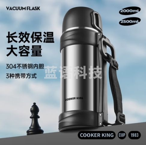 炊大皇保温壶不锈钢大容量车载真空保温水壶户外旅行壶暖水瓶钢本色2.5L TS25A2