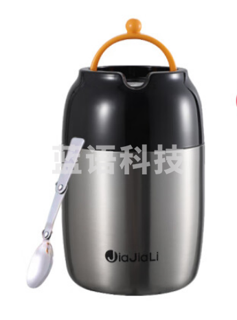 佳嘉丽304不锈钢真空超长保温饭盒焖烧杯 2层便携 本色餐具