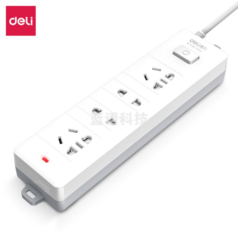 得力(deli)18251插座_2+2_2米_PVC袋装(白)(只)