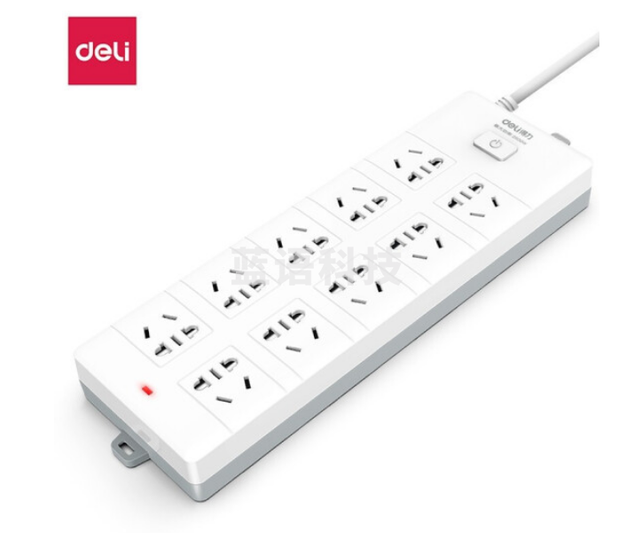 得力18275-05插座_10组_5米_PVC袋装(白)(只)