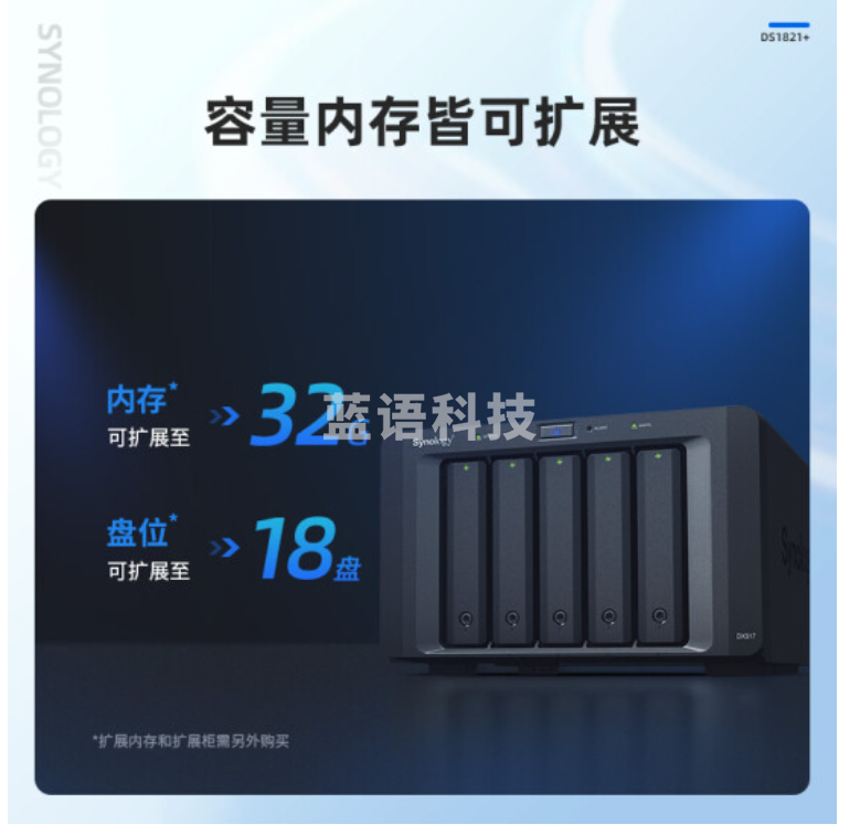 群晖（Synology）DS1821  搭配8块群晖 Plus系列 HAT3300 6TB硬盘 套装
