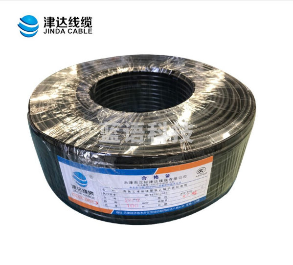 津达线缆 国标4芯多丝护套软铜线 硬线 电线 电缆 津达线缆 RVV4*1.0平方黑色