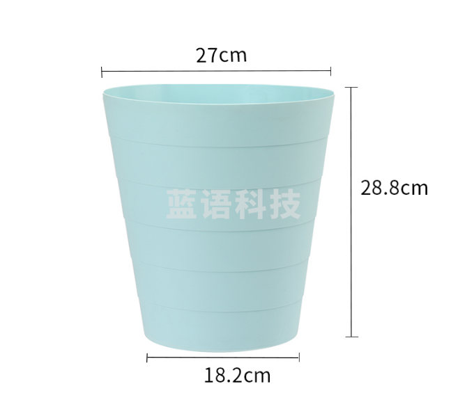 佳佰G2590垃圾桶 简约圆型竹节无盖垃圾桶 11.3L灰蓝色 单只装