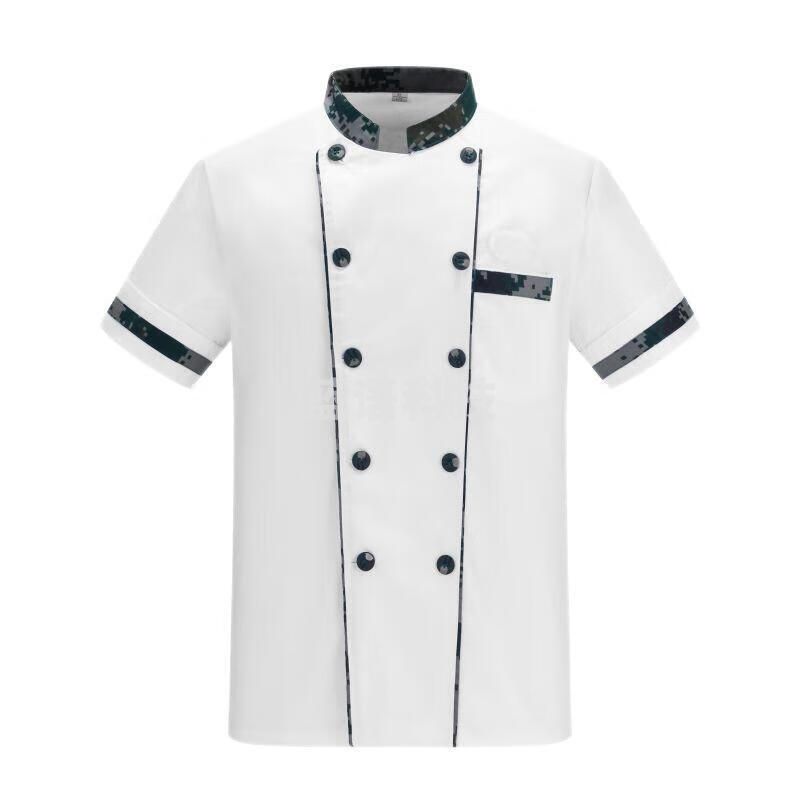 炊事工作服短袖 迷彩白色厨师服工衣工装10式夏季 陆 L/170