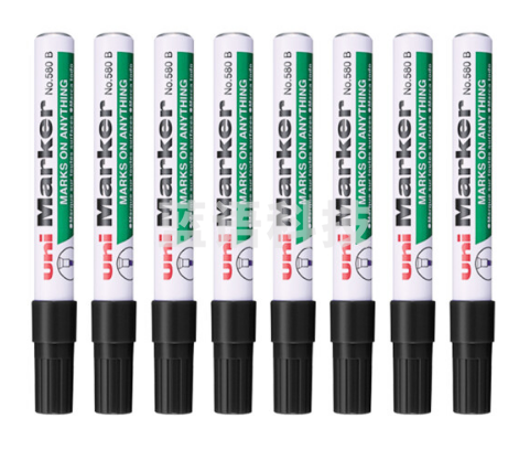 三菱（Uni）单头油性记号笔马克笔 斜头方嘴大头笔 580B 黑色12支装