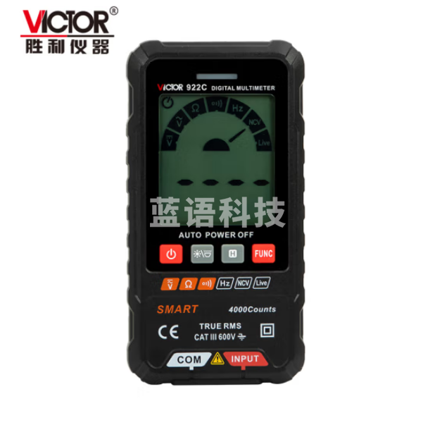 胜利仪器(VICTOR)VC922C 大屏轻薄万用表高精度万能表自动识别便携式