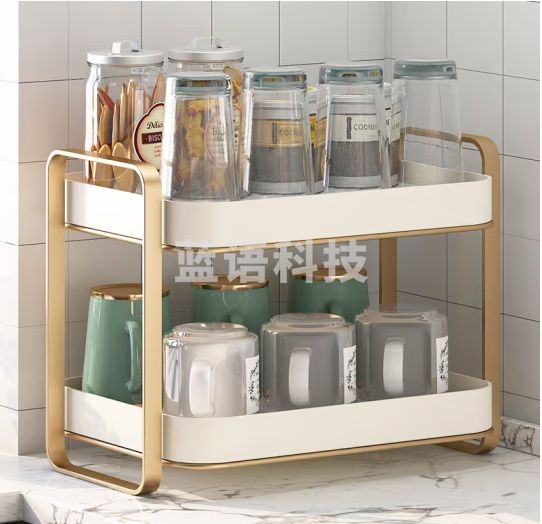 品喻（PINYU）双层沥水杯架 杯子收纳置物 杯架客厅玻璃茶杯双层沥水托盘家用