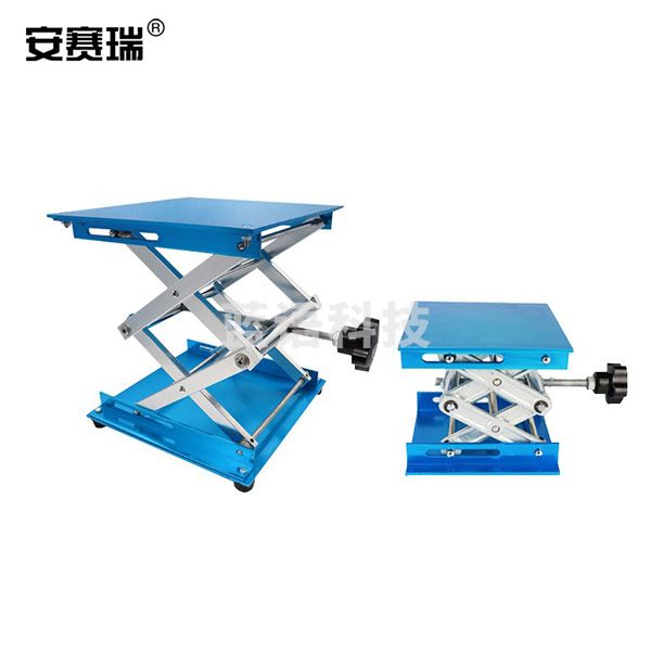 安赛瑞（SAFEWARE） 实验室升降台 手动铝氧化升降器小型耐用可移动便携式升降平台 100*100*150mm 承重5kg 600682