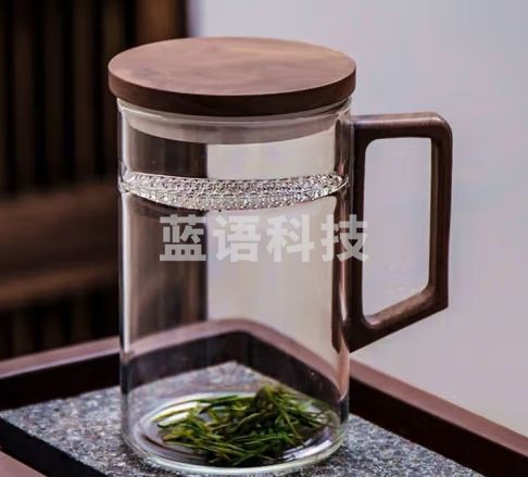 品喻（PINYU）泡茶杯家用高硼硅玻璃杯水杯月牙过滤带盖马克杯男士办公喝茶杯子450ml