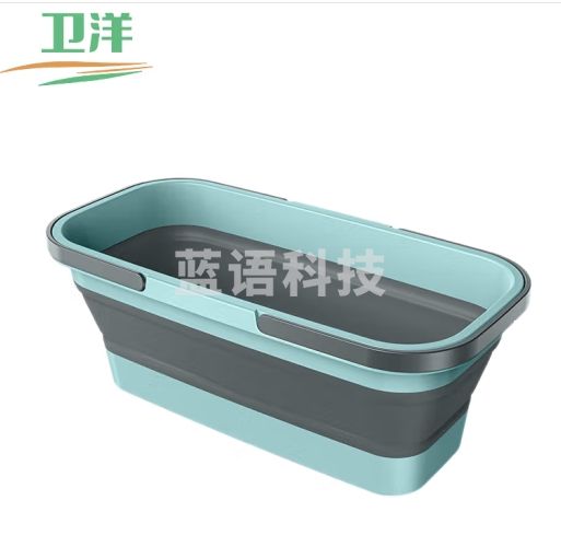 卫洋 WYS-1556 折叠长方形拖把桶 灰蓝 胶棉拖把清洗桶拖布桶水桶