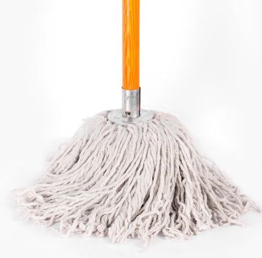 金绿士（KINRS）木杆拖把棉线大堂老式墩布尘推拖布工厂物业吸水拖把 白色圆头